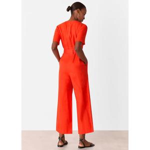 Whistles Red Fiona Linen Button Jumpsuit